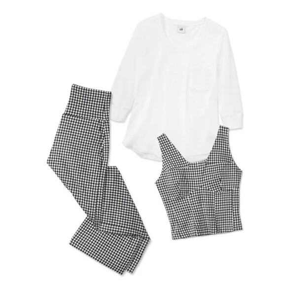Cabi Bombshell Black White Gingham Set Cropped Wide Leg & Tank - Picture 2 of 7